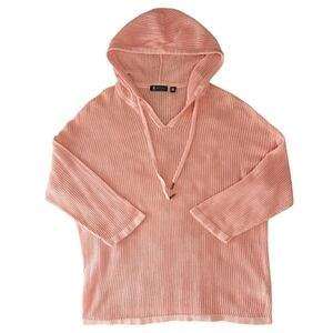 Activezone Split Neck Open Weave Hoodie in Light Pink - Sz L/XL